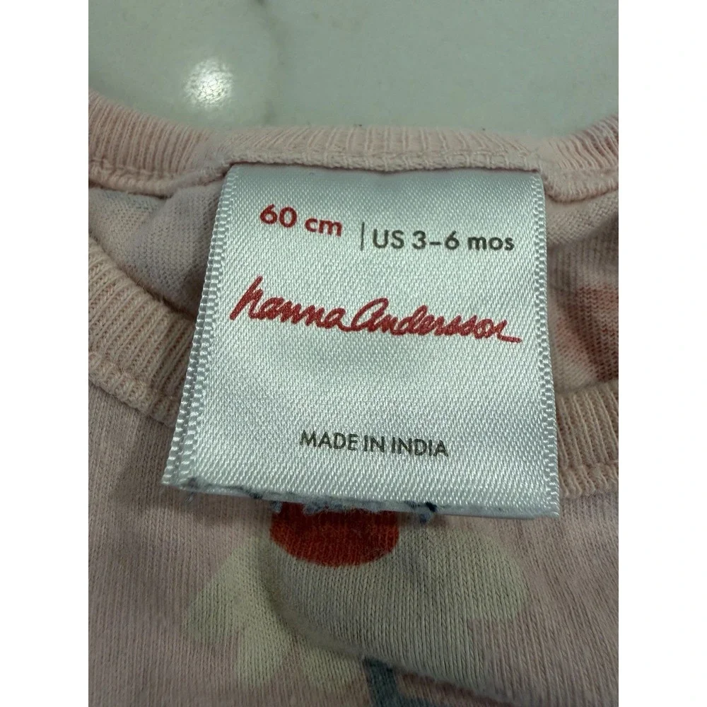 Hanna Andersson Lot Of 2 One Piece Pajama Dungarees 3-6 Months Sheep Daisies